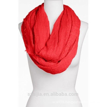 Fashion solid polyester voile infinity scarf